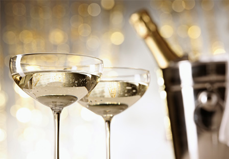 Botella de champagne de bienvenida en el hotel